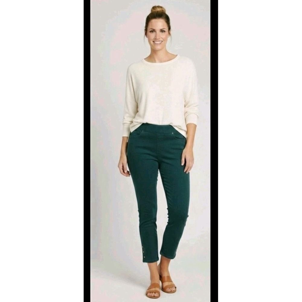 Chicos Womens Pull-On Ankle Jeggings Studded Dark Teal Size 8 1R 30x26 NWT‎